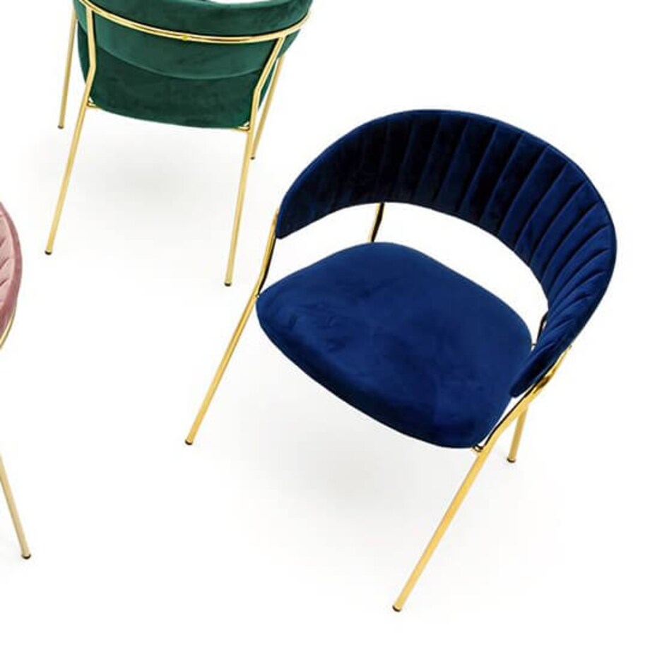 Welurowe krzesło Margo KH121100121.64 King Home pikowane ciemnoniebieskie