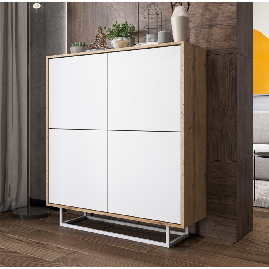 Komoda Loft Szafka RTV Loft Dąb Wotan Biały MAT 113 cm