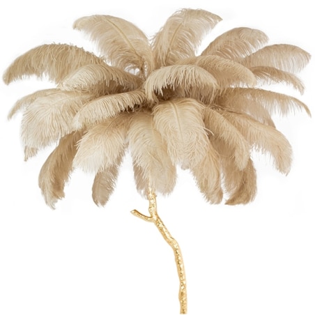 Lampa podłogowa glamour TIFFANY JL0019.BEIGE ptasie pióra mosiądz beżowa