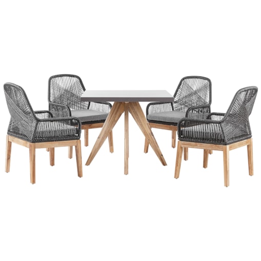 Zestaw ogrodowy dla 4 osób OLBIA z poduszkami Beton Czarny