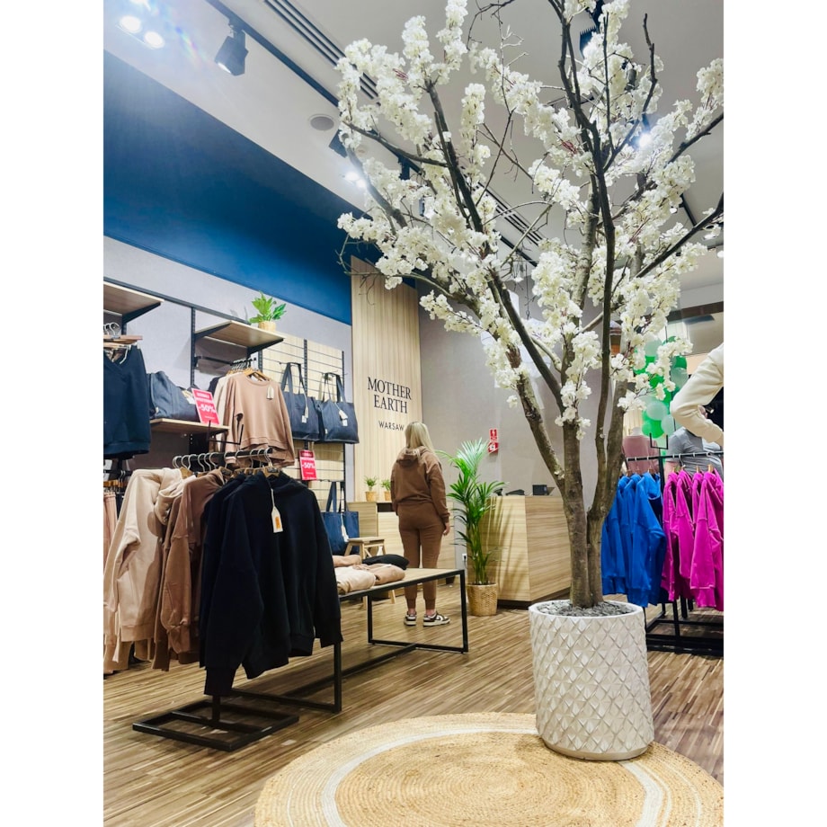 Drzewo kwitnącej jabłoni białej na naturalnym pniu 280 cm