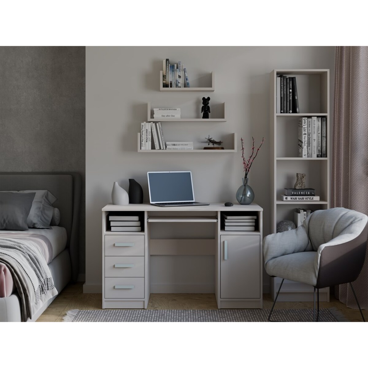 Półka Wisząca Mobi 3P Komplet 3x – Nowoczesne Półki Ścienne Kaszmir Beż