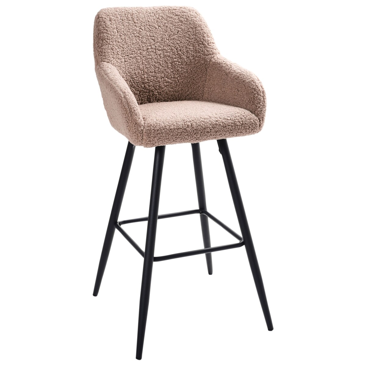 Zestaw 2 krzeseł barowych CASMALIA Boucle Beżowoszary