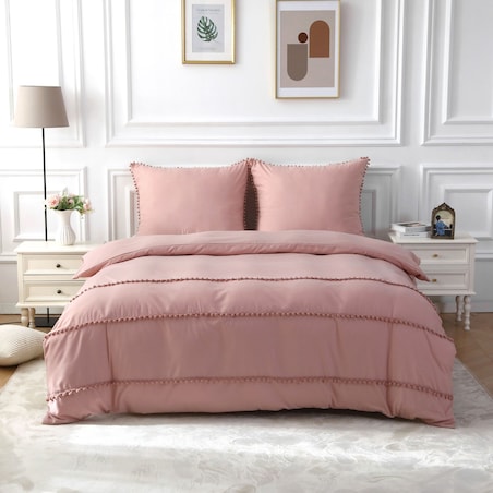 pościel mikrofibra boho z pomponami 160x200 cm