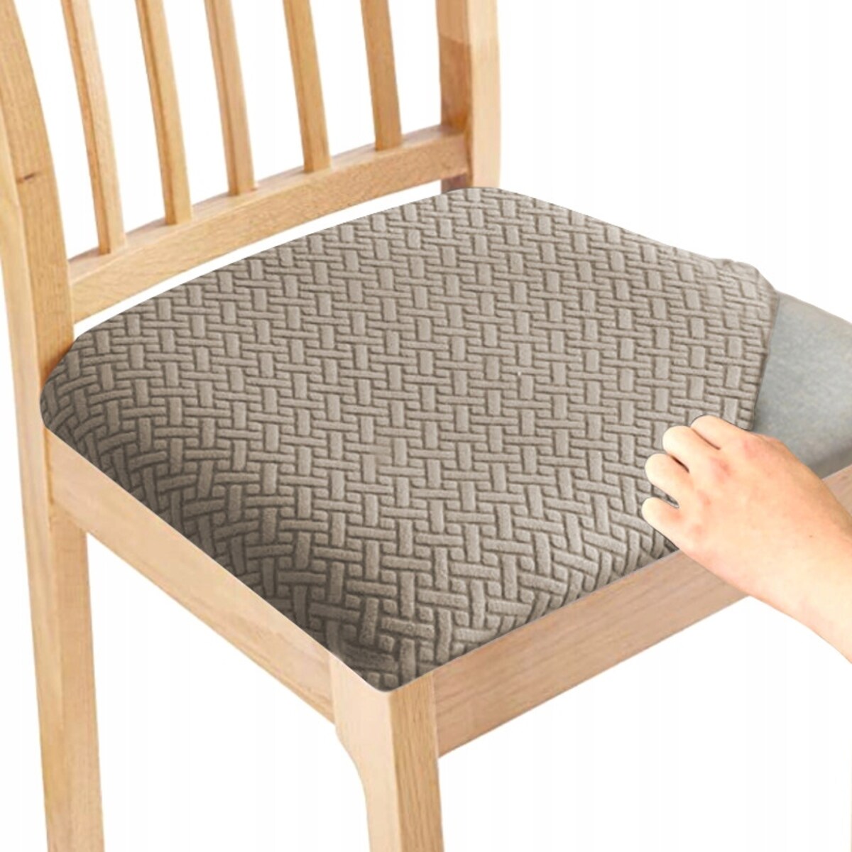 POKROWIEC NA SIEDZISKO 40x40cm SZARY BEŻ ŻAKARD ELASTYCZNY [60-Z1-SZB]