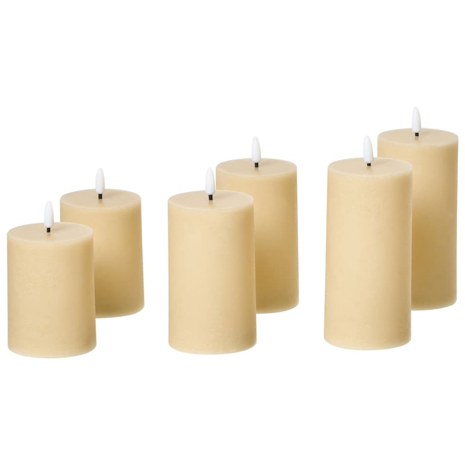 Zestaw 6 świec LED BRAISE 10/13/15 cm Beżowy