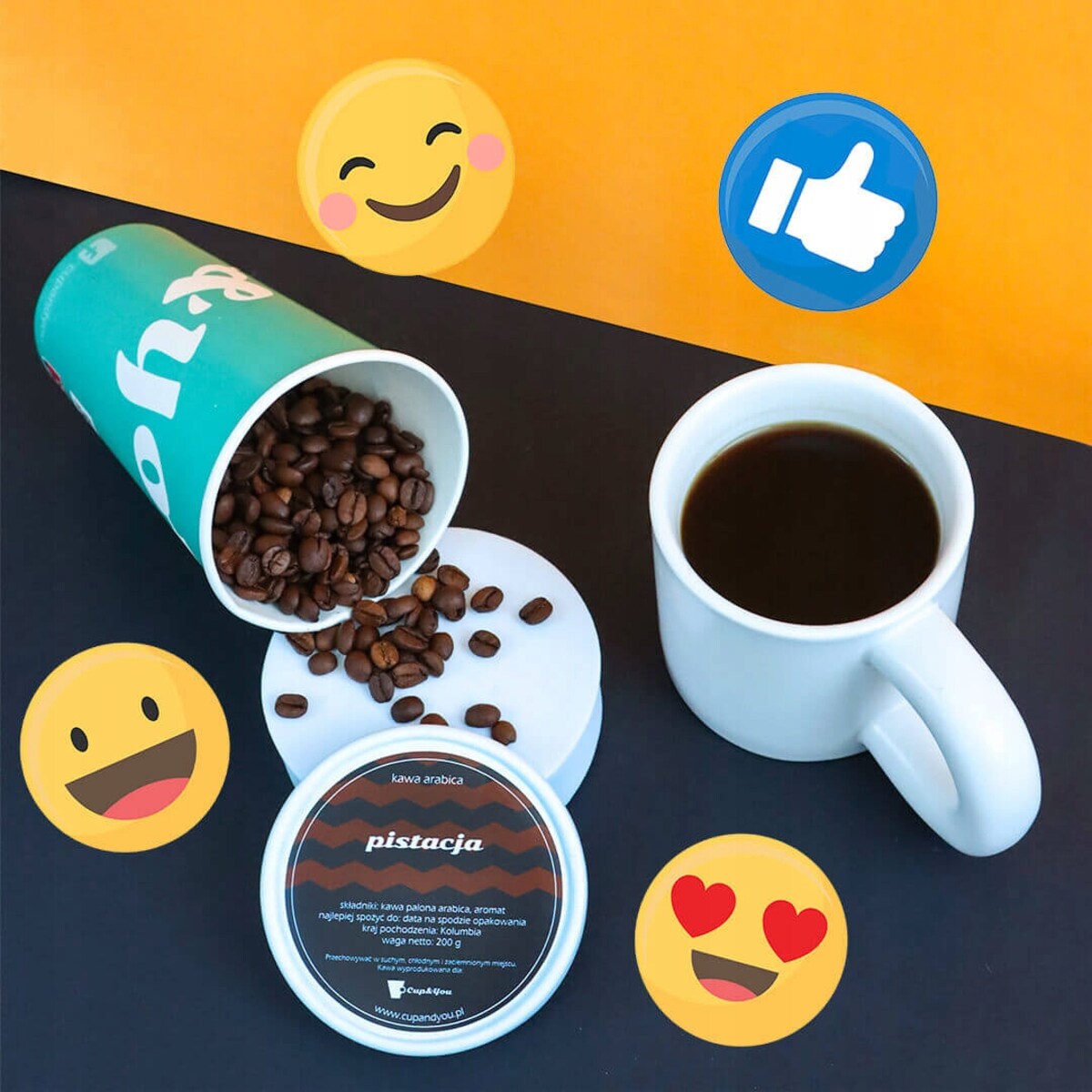 Kawa aromatyzowana o smaku PISTACJI ziarnista ARABICA Cup&You 200g premium - kawa smakowa deserowa