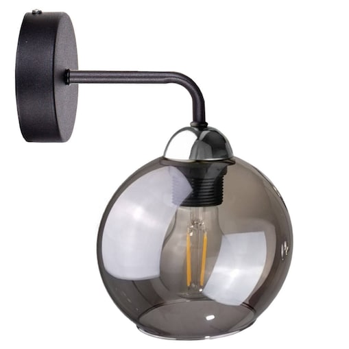 Loftowa LAMPA ścienna KET1211 skandynawska OPRAWA szklany kinkiet czarny srebrny