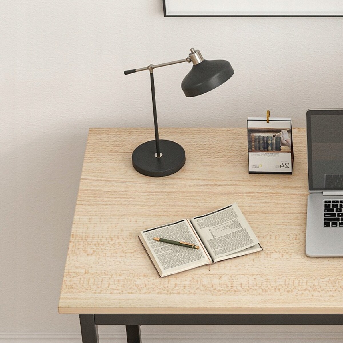 Biurko komputerowe z regałem półkami nowoczesne metalowe loft jasny brąz