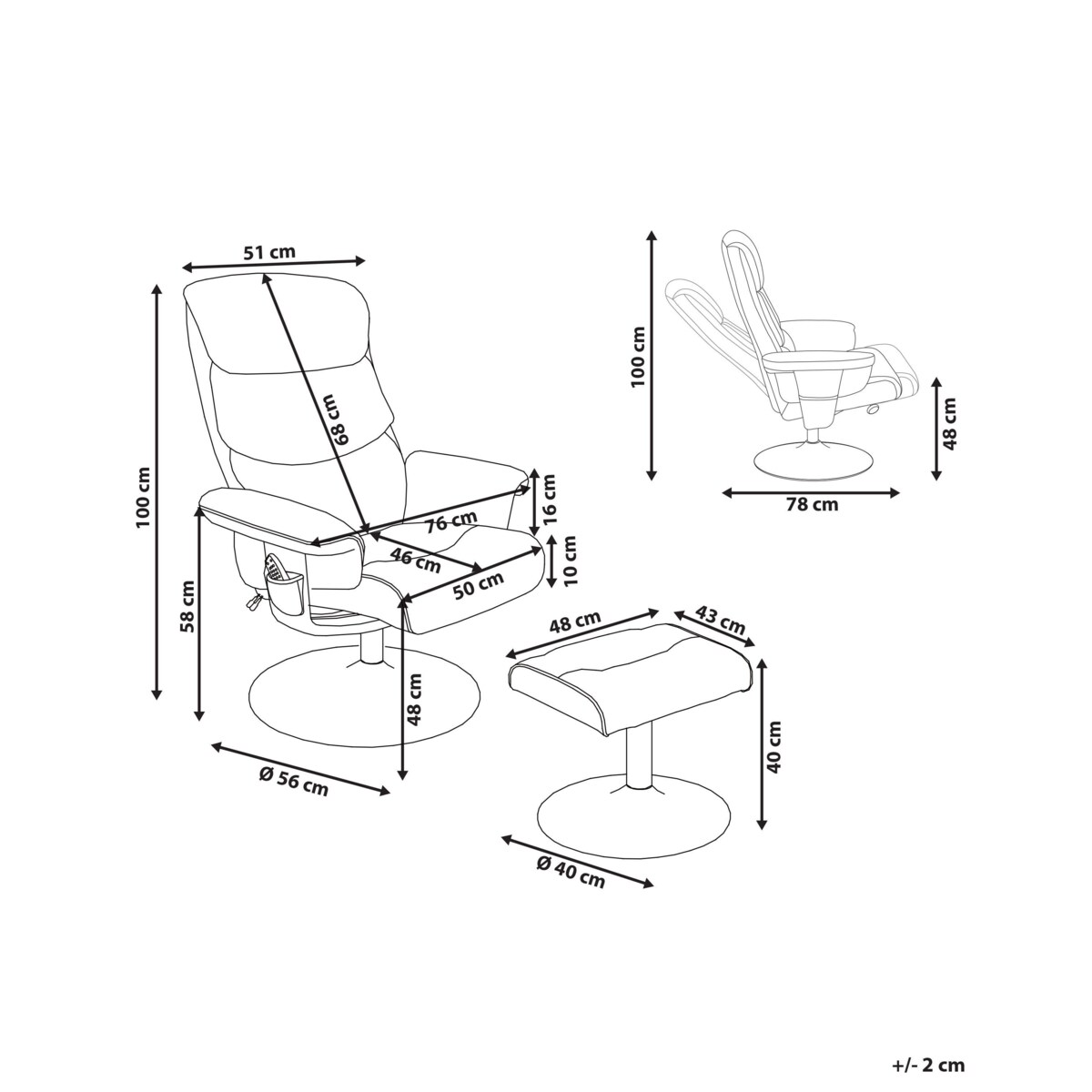 Rozkładany fotel LEGEND Z podnóżkiem Ekoskóra Brązowy