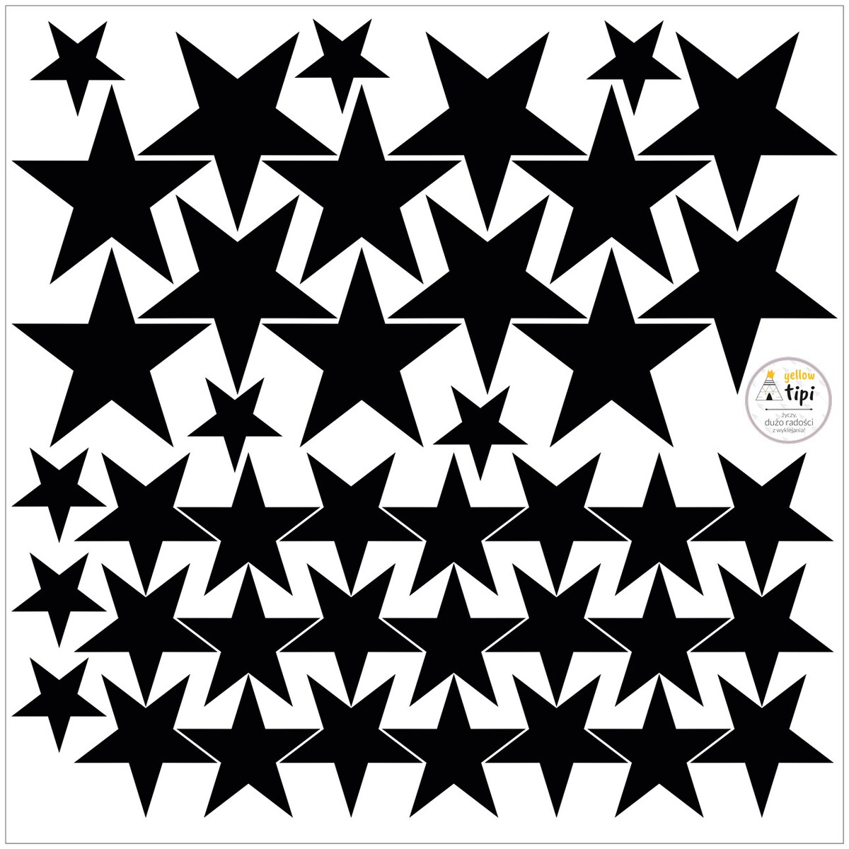 Zestaw naklejek Mini Stars black, 40x40 cm