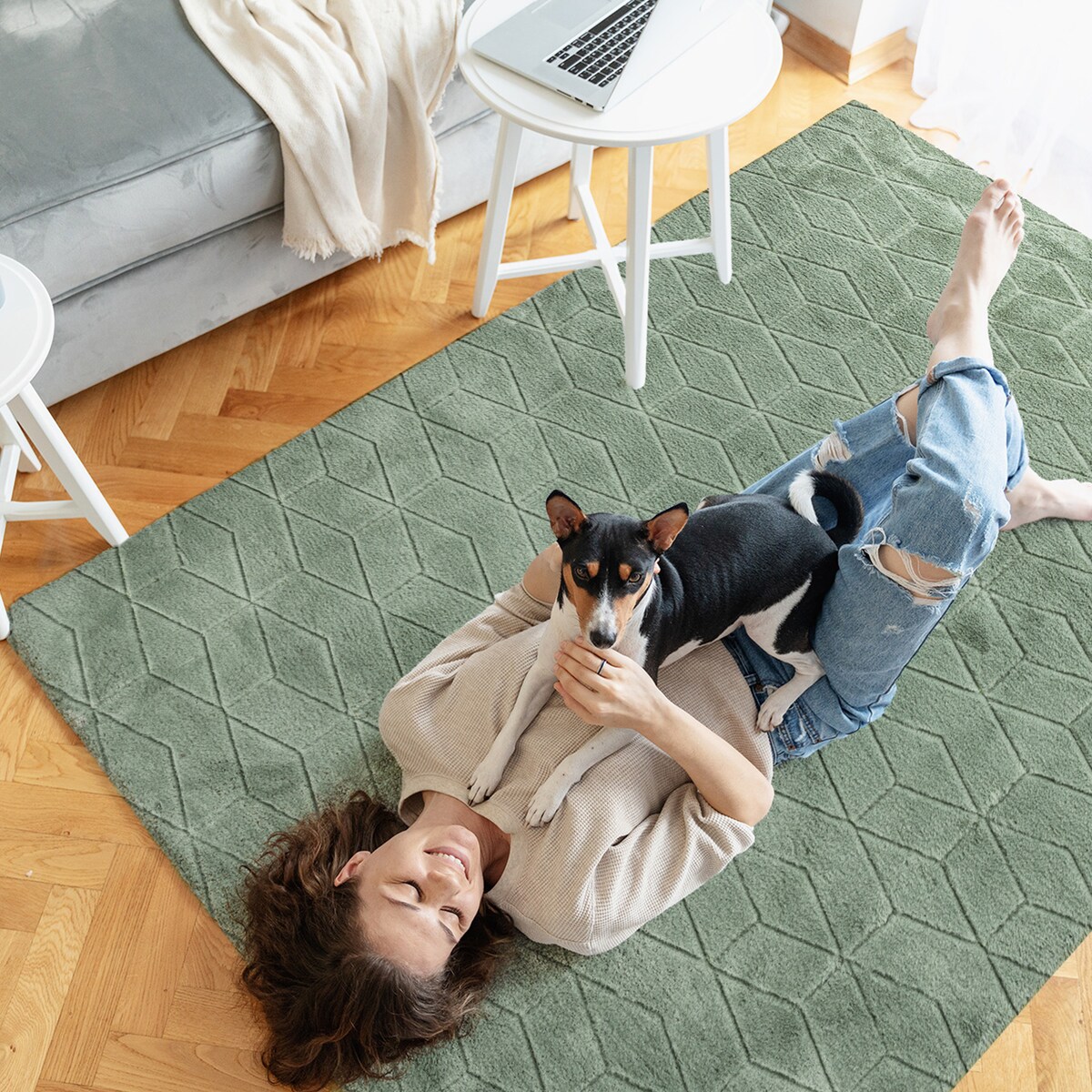 Dywan miękki Rabbit Prestige 120x160 cm e-floor OEKO-TEX zielony