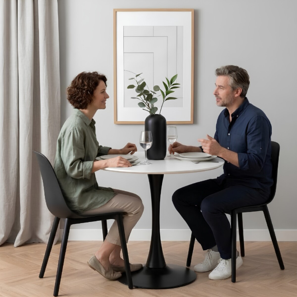 Stół okrągły 80cm biały blat nowoczesny minimalistyczny