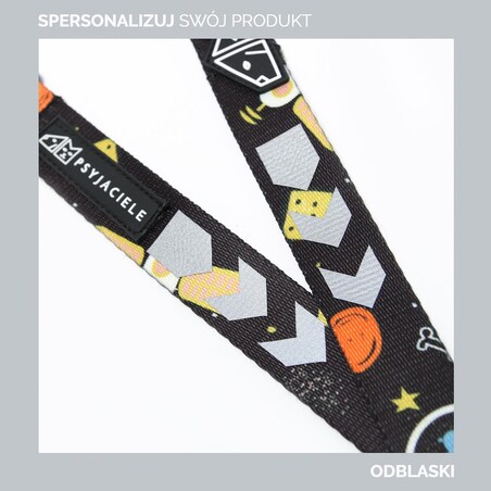 Smycz miejska dla psa lub kota "Wie wiórka co dobre" - Szerokość taśmy: 25mm, Rozmiar: S oraz Rodzaj: Mały karabinek