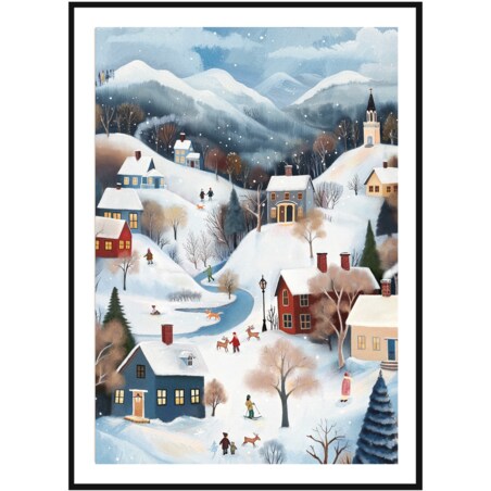 Poster Story, Plakat, Obraz - Zimowa Wioska, wymiary 60 x 84 cm