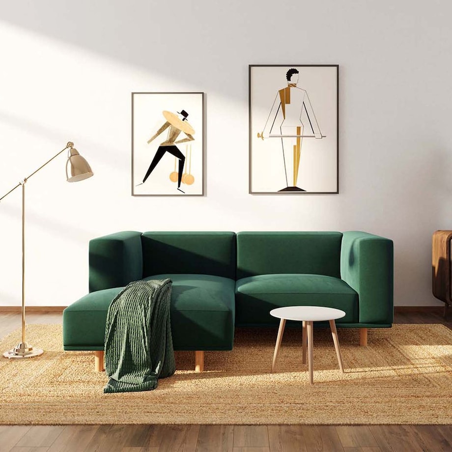 Kukumo sofa narożna lewa Ciemnozielona