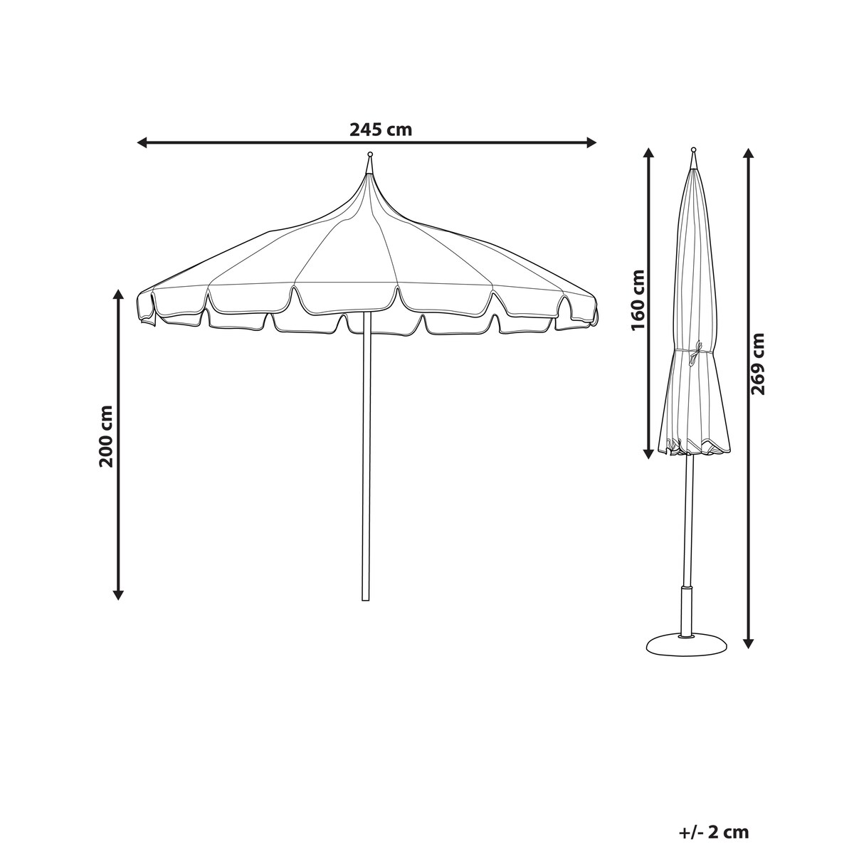 Parasol ogrodowy 245 cm MINOA Czarny/ biały