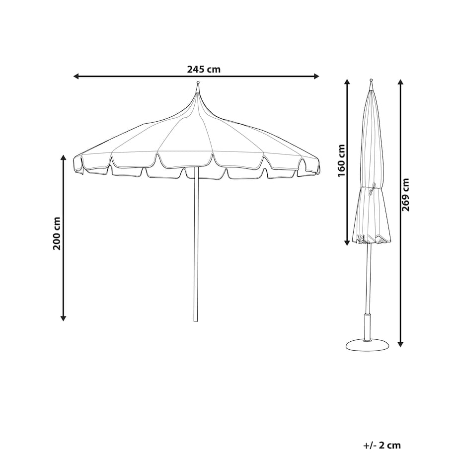 Parasol ogrodowy 245 cm MINOA Czarny/ biały