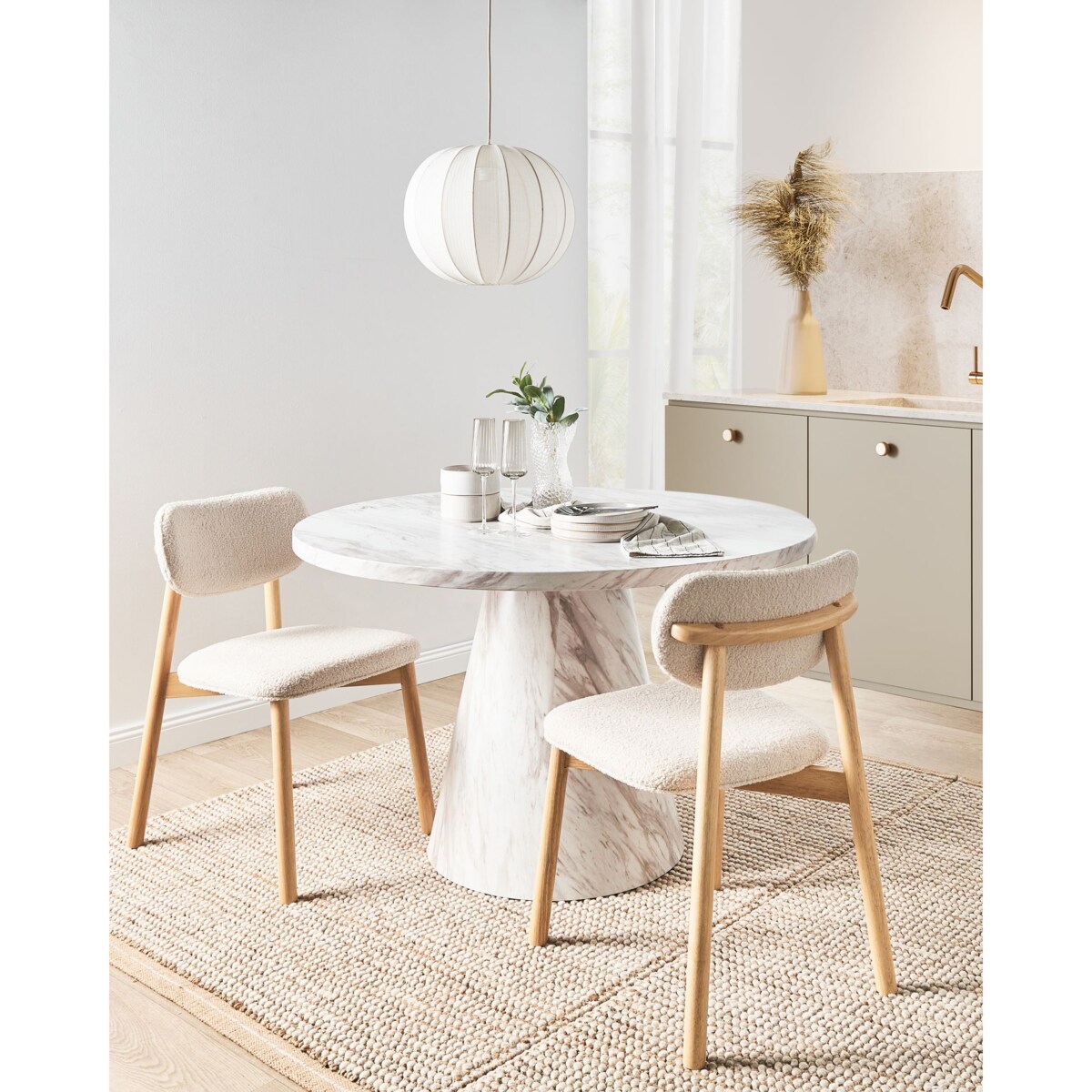 Zestaw 2 krzeseł do jadalni MILLS Boucle Jasnobeżowy