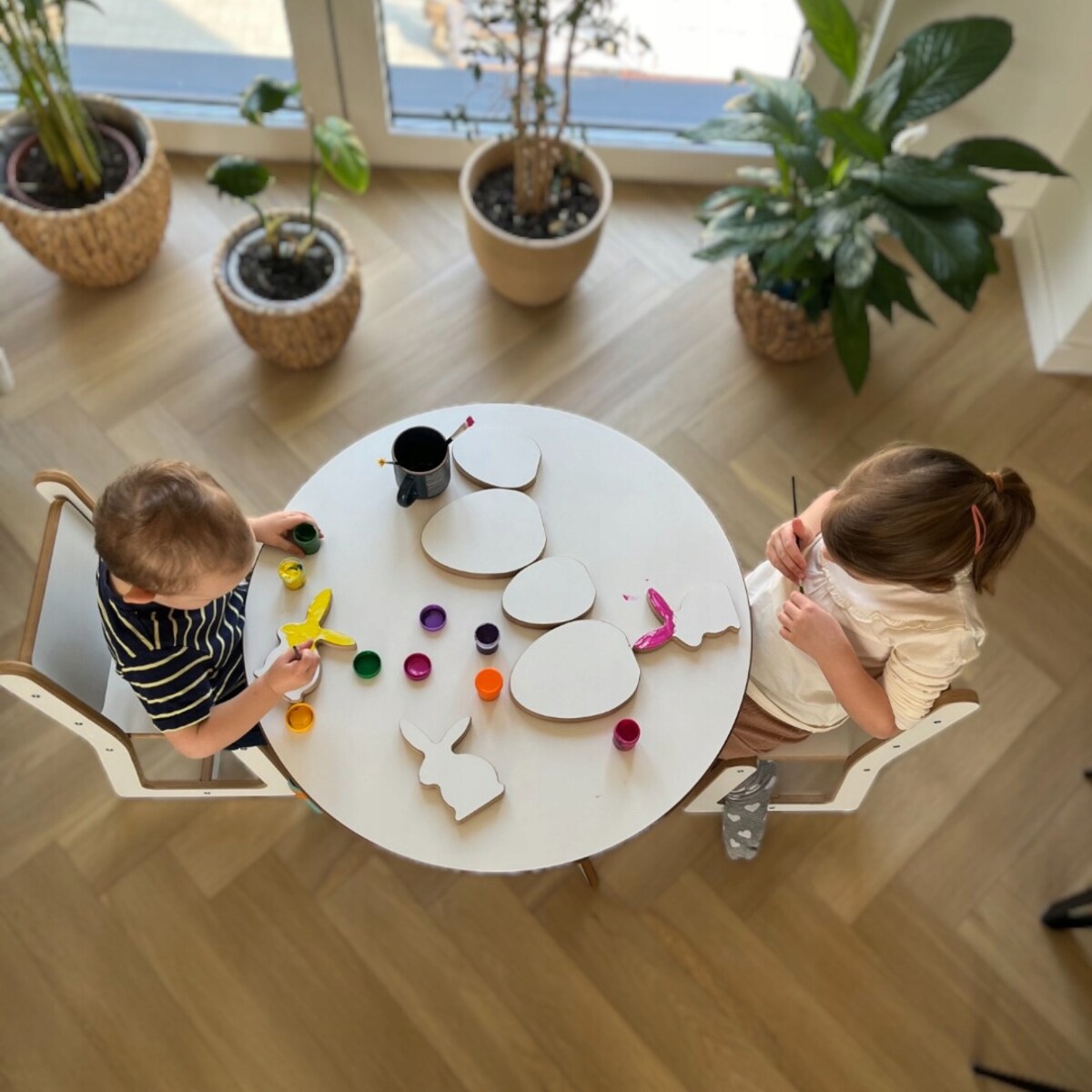 Dekoracja Wielkanocna Drewniana Zając Pisanki do malowania Zestaw