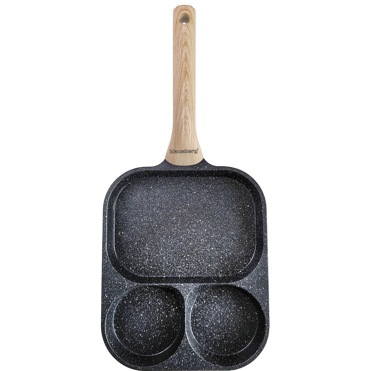 Patelnia marmurkowa 3 w 1 do jajek naleśników placków pancake 22x18cm CZARNA KLAUSBERG