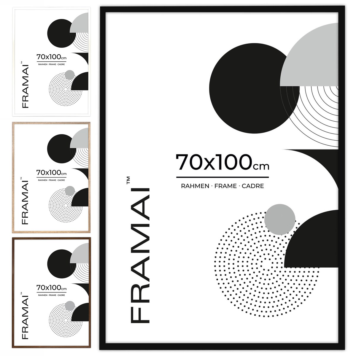 Ramka na zdjęcia 70x100 cm czarna rama MDF z plexi do powieszenia pion poziom klasyczna ramka prostokątna