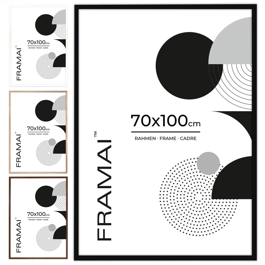 Ramka na zdjęcia 70x100 cm czarna rama MDF z plexi do powieszenia pion poziom klasyczna ramka prostokątna