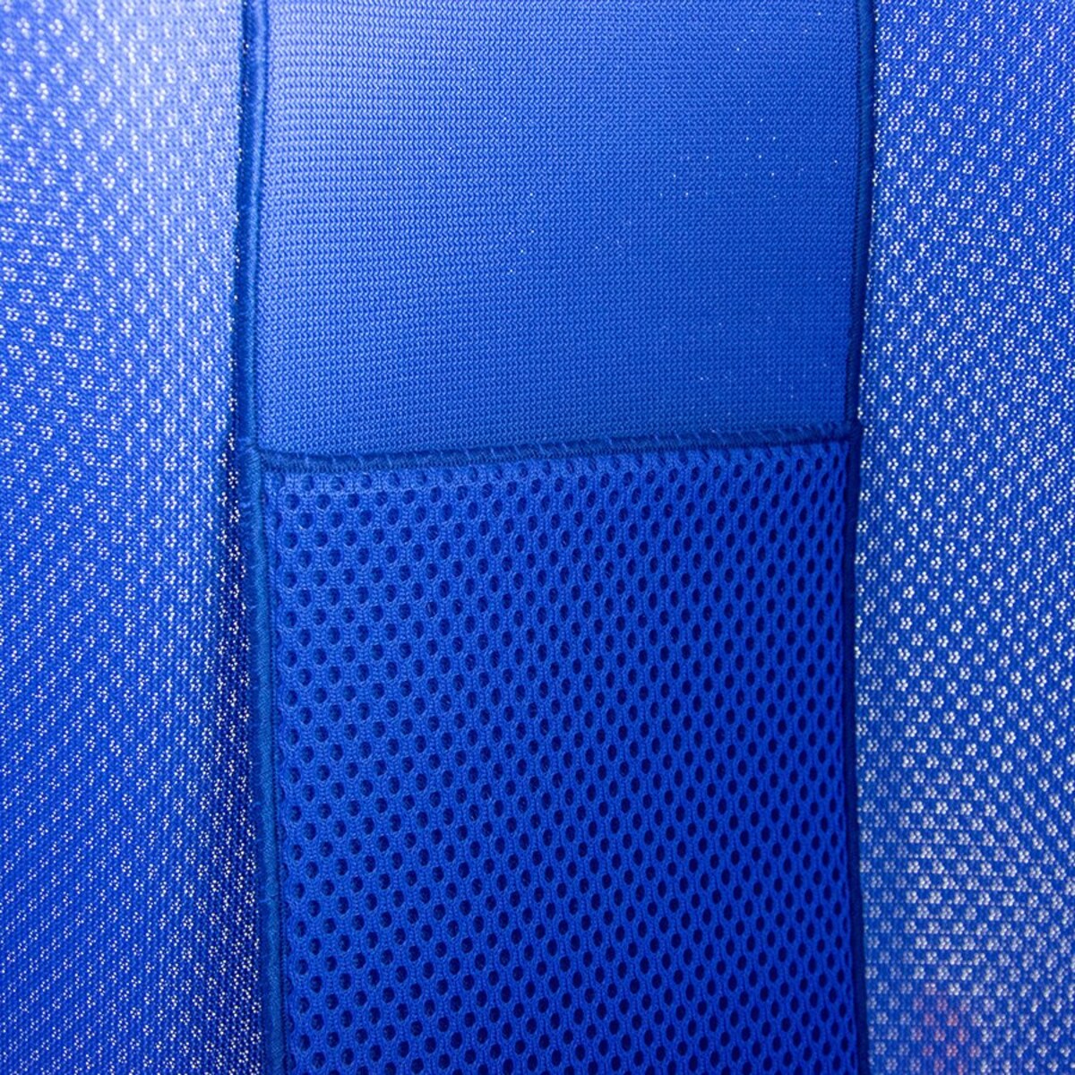 Torba na zakupy niebieska z wielokolorowym elementem w stylu ETNO