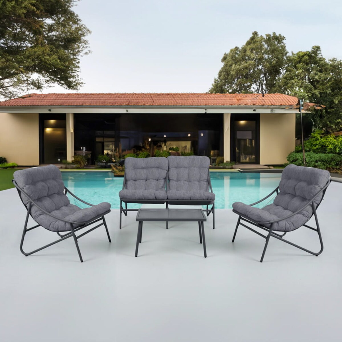 Zestaw mebli ogrodowych 4 osobowy Vibe szary