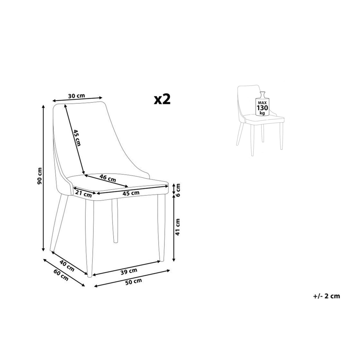 Zestaw 2 krzeseł do jadalni szary CAMINO
