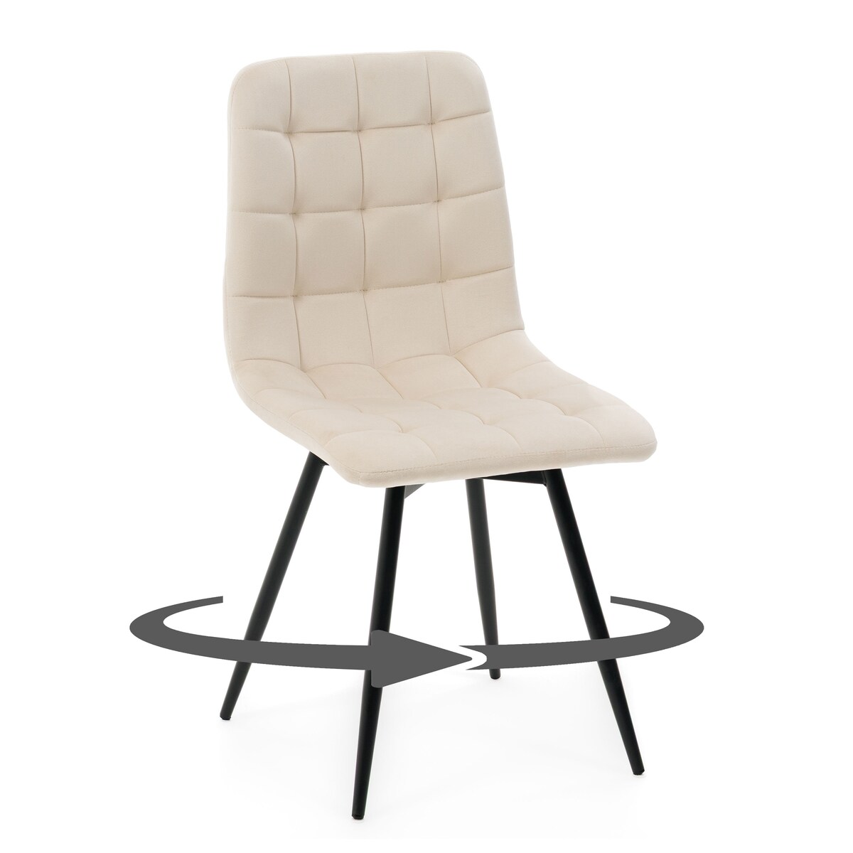 Krzesło tapicerowane obrotowe do salonu ARCO beżowy welur