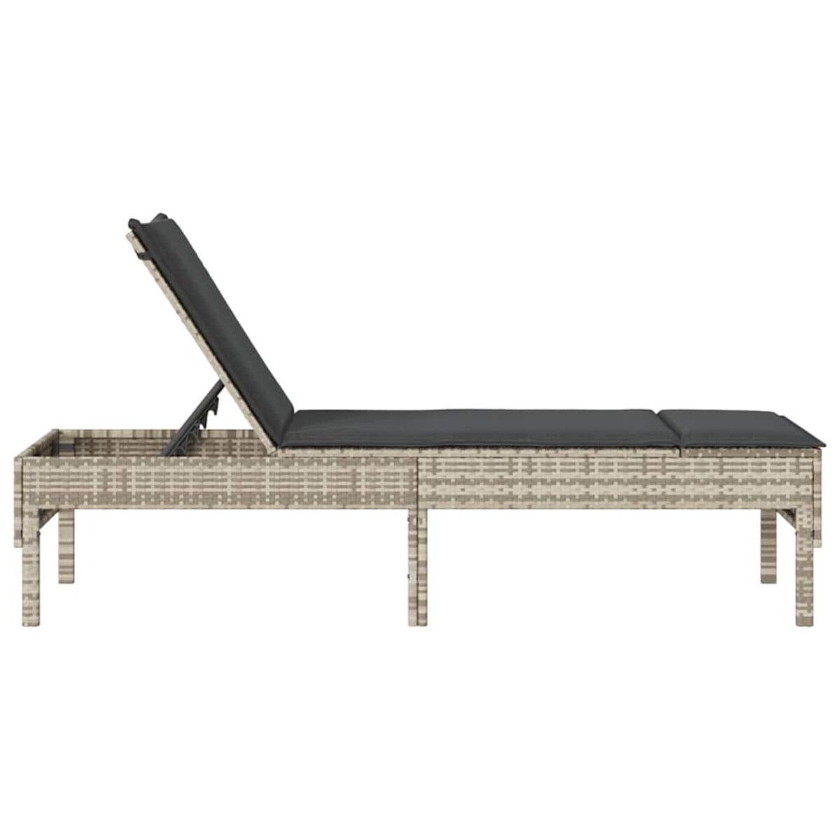 vidaXL Leżak z poduszką Jasnoszary 55x200x44cm Polirattan