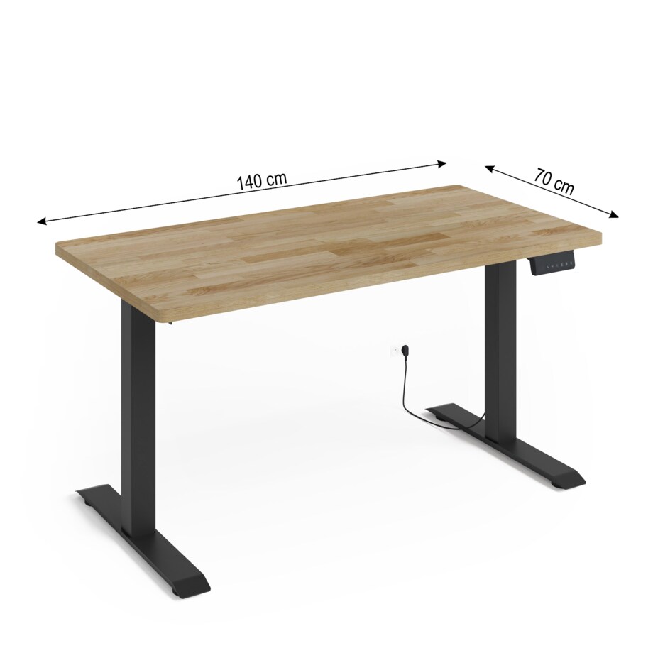 Biurko elektryczne z regulacją BIMotion 2S 140x70 czarny/dąb