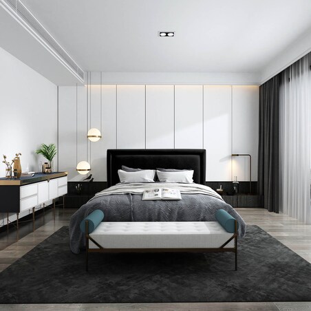 Łóżko tapicerowane SALMA 200x200 z pojemnikiem, Czarny, tkanina Megan 368