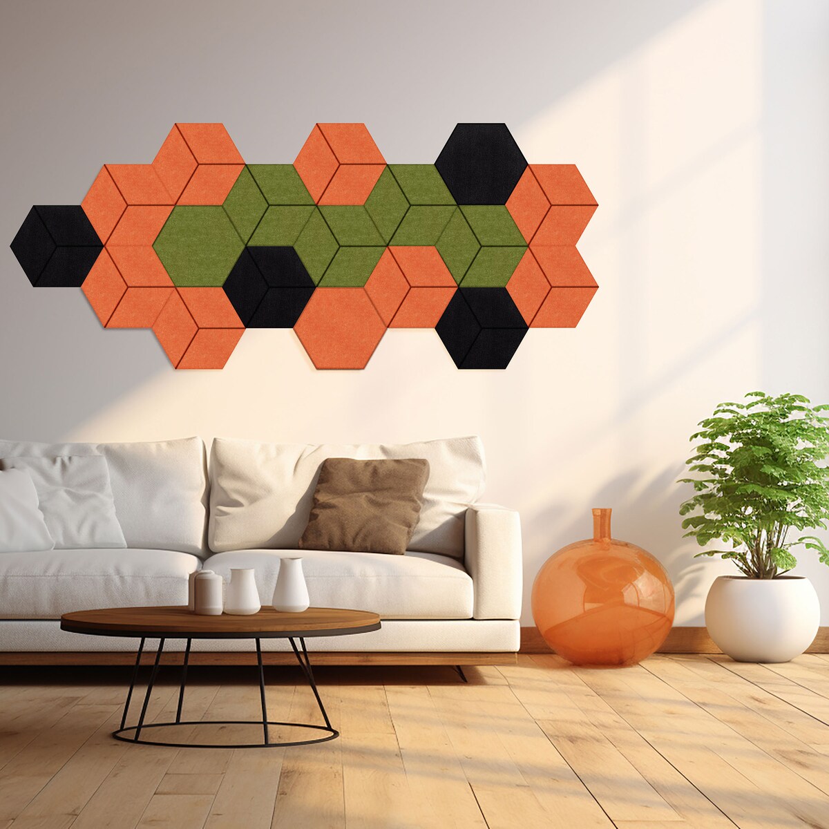 Zestaw 2 szt panel filcowy Felly 40x46 cm płytka heksagon pomarańczowy