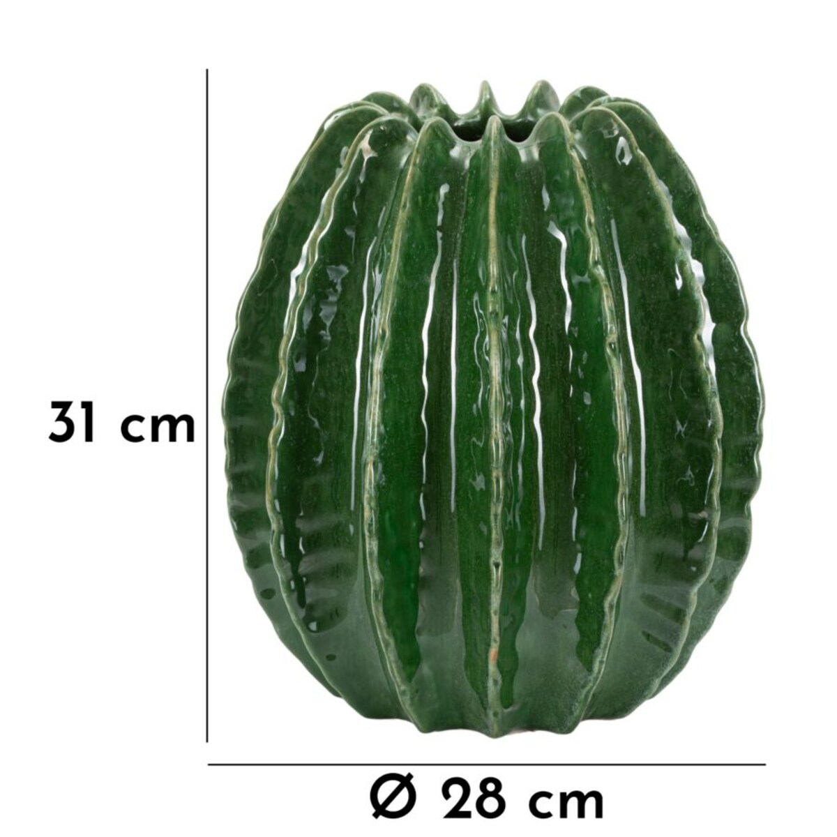 Osłonka dekoracyjna Cactus Ball, kolor zielony, ceramika, 28 x 28 x 31 cm, motyw: kaktus, styl nowoczesny, na doniczkę do salonu, Mauro Ferretti