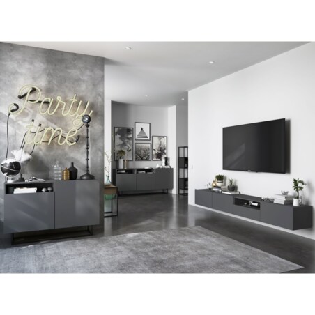 Wisząca Szafka RTV Komoda Loft Grafit MAT szuflada 120 cm