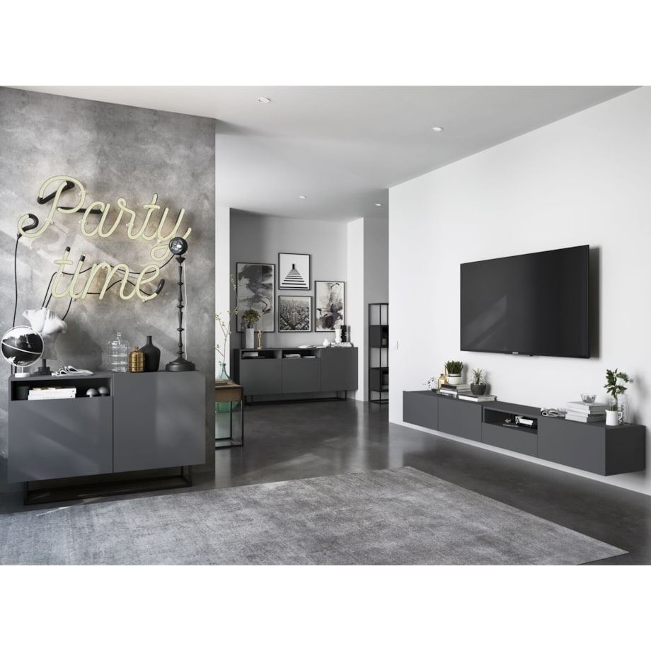 Wisząca Szafka RTV Komoda Loft Grafit MAT szuflada 120 cm