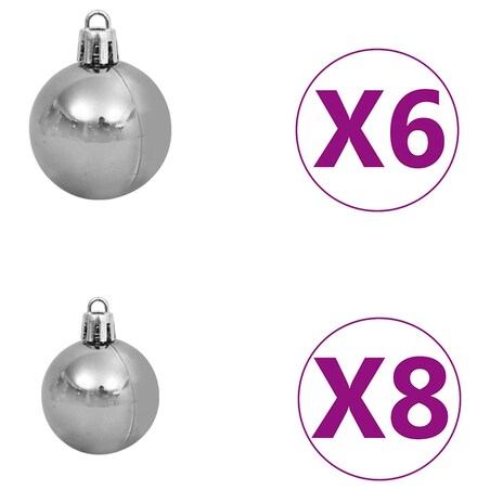 vidaXL Sztuczna choinka z lampkami i bombkami, zielona, 150 cm, PVC