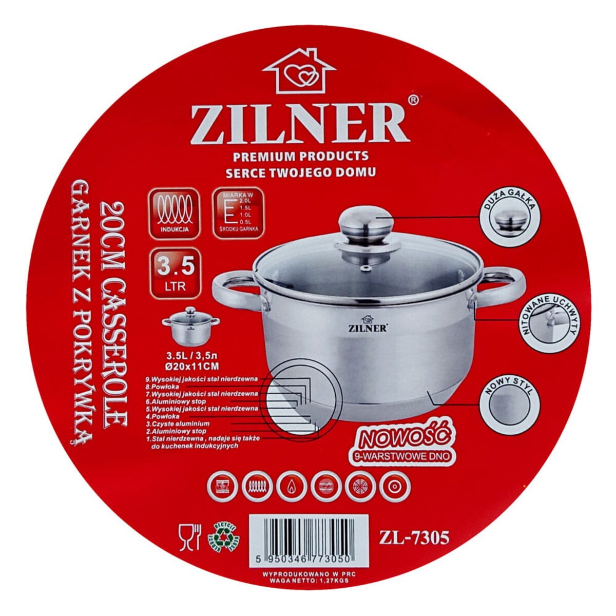 Garnek stalowy 3.5L 20cm dno 9-warstw ZILNER