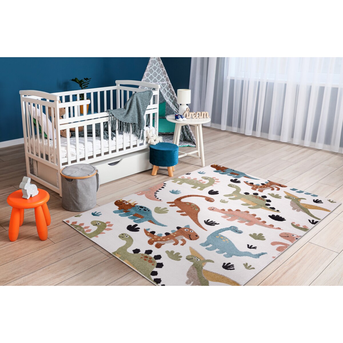 Dywan FUN Dino dla dzieci, dinozaury krem 120x170 cm