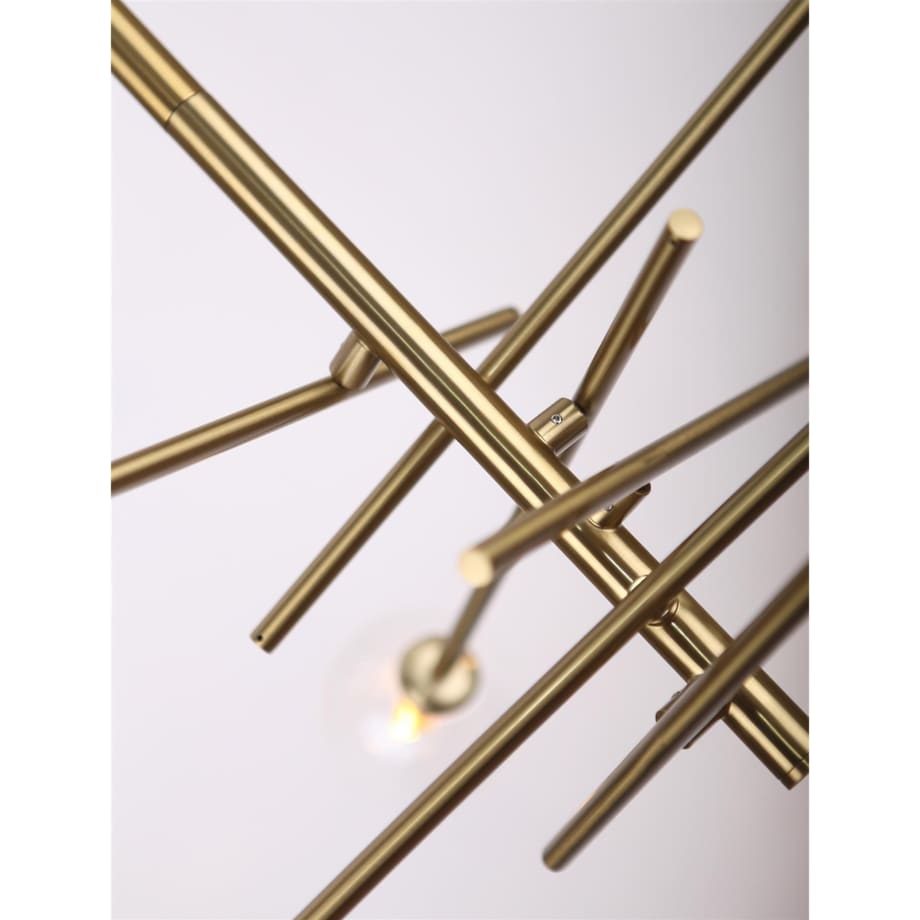 Żyrandol LAMPA wisząca LOLLIPOP P0294 Maxlight metalowa OPRAWA pręty szklane kule balls molekuły zwis mosiądz przezroczyste