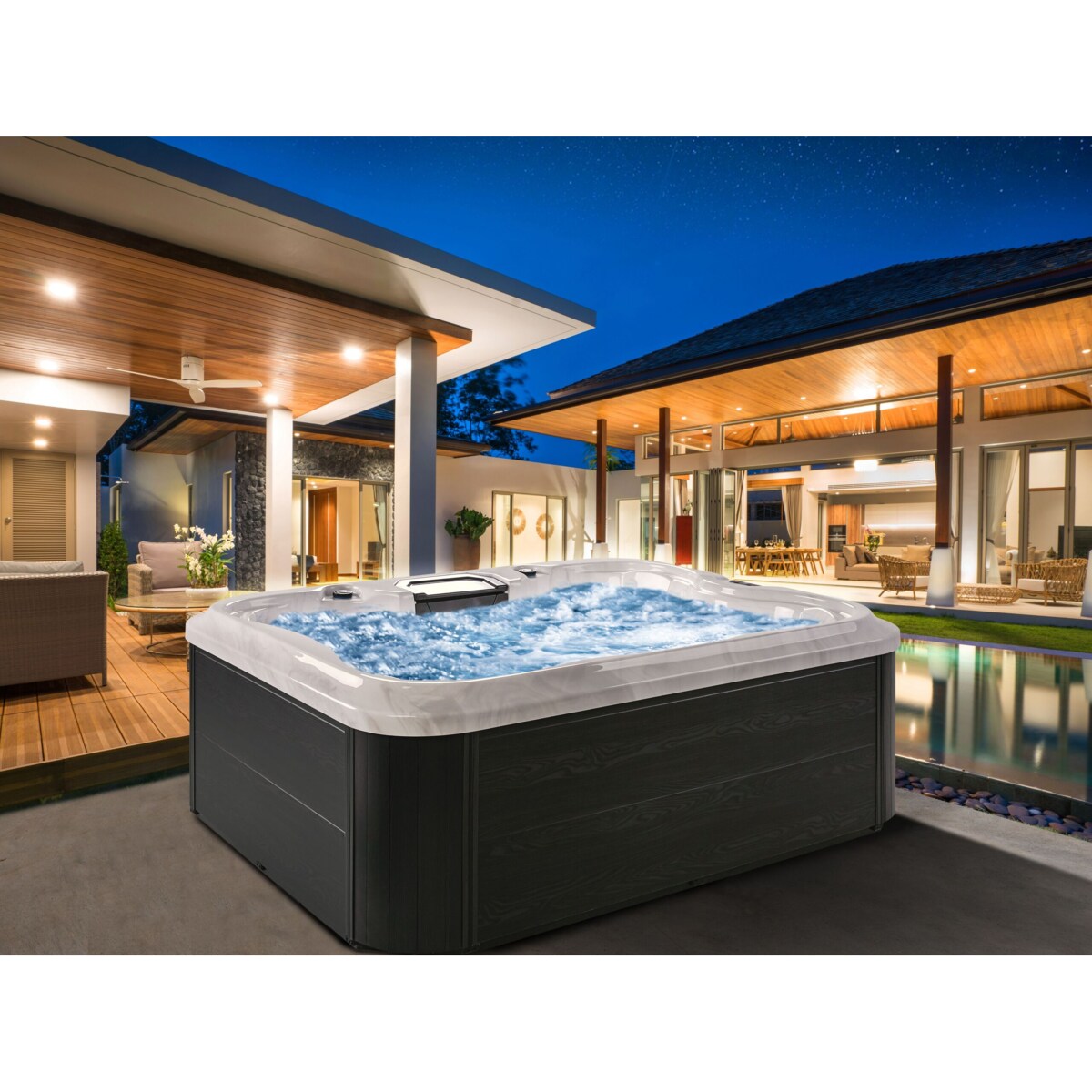 Wanna ogrodowa z hydromasażem biała ARCELIA