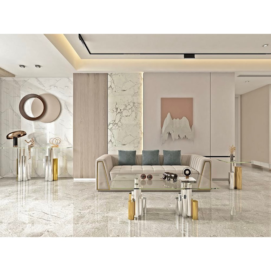 Stolik kawowy nowojorski złoto-srebrny / ława Mediolan Premium 130x70x40