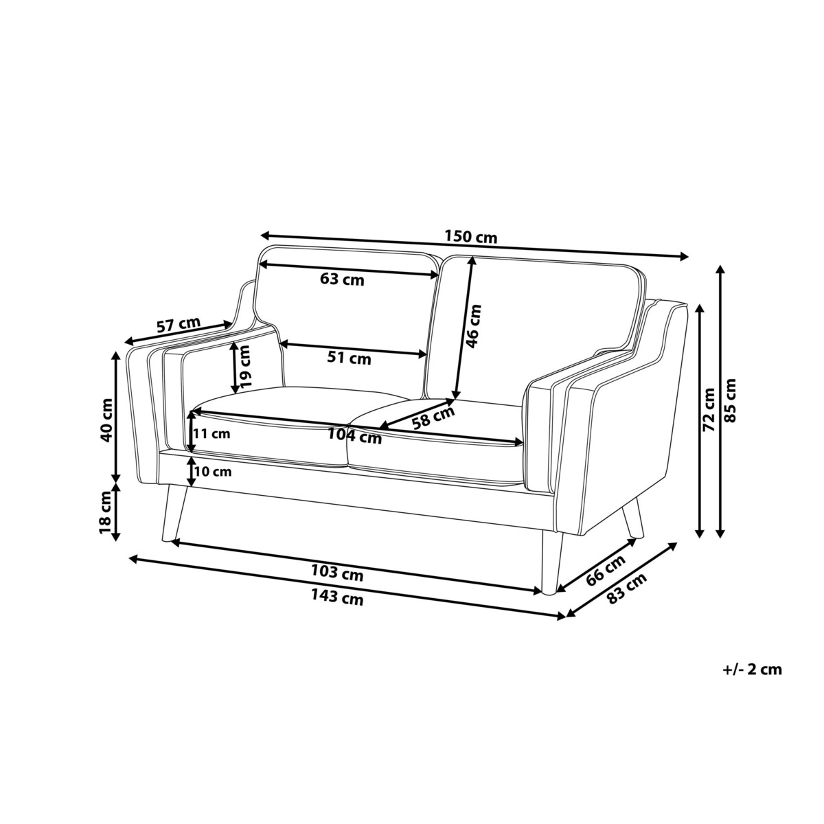 Sofa 2-osobowa welurowa fioletowa LOKKA