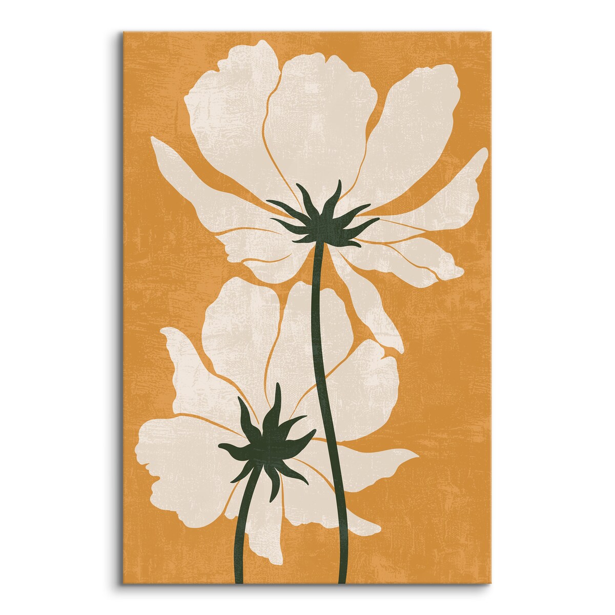 OBRAZ DO SALONU BIAŁE KWIATY LIŚCIE NATURA STYL BOHO MINIMALIZM 30x40cm