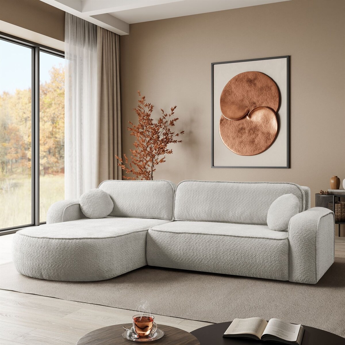 Rozkładany narożnik VENUS II z pojemnikiem na pościel, Coral 65