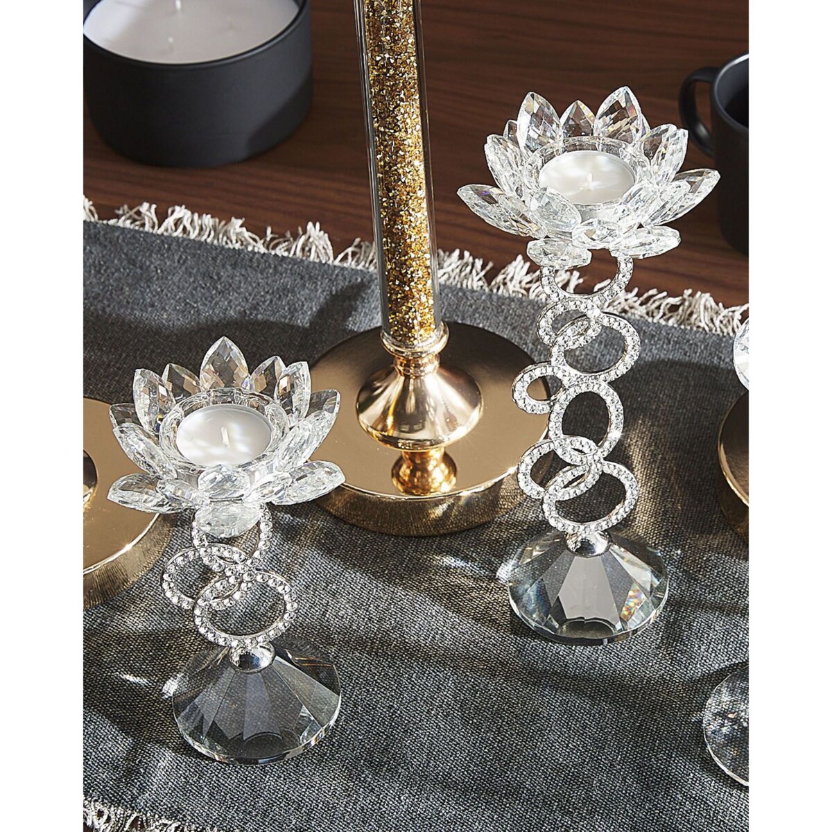 Świecznik szklany 19 cm srebrny OVIEDO