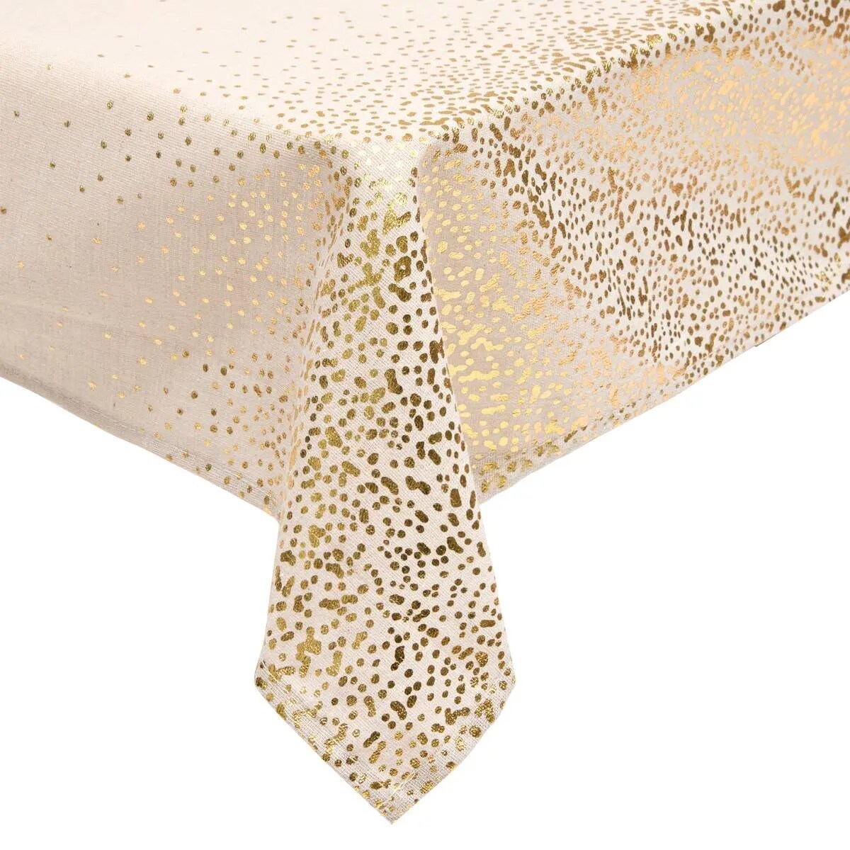 Obrus świąteczny beżowy ze złotymi kropkami, 140x360 cm