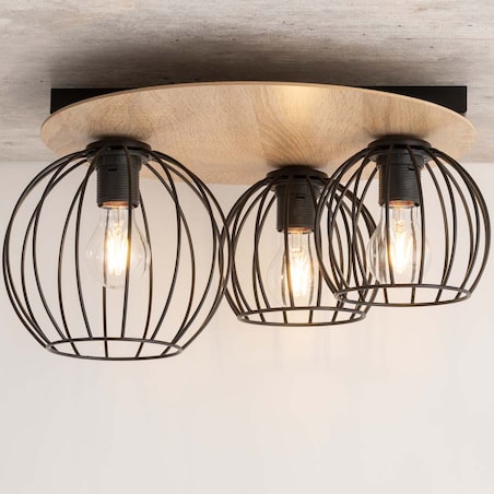 Lampa sufitowa Cyber 32356 druciak do przedpokoju czarny drewno